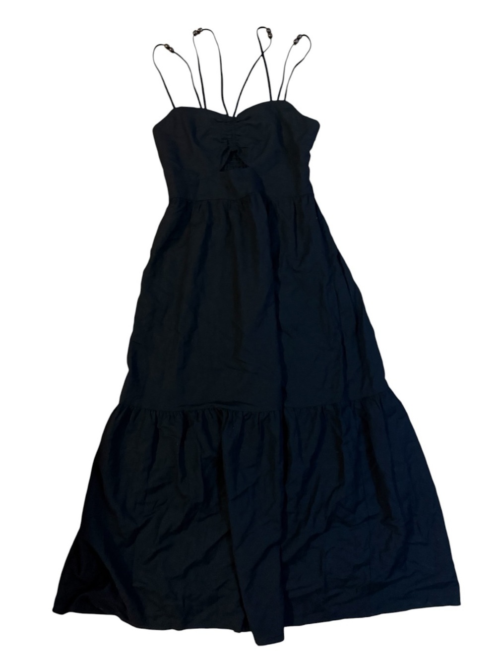 Jason Wu Black Strappy Ruched Maxi Dress Size Medium